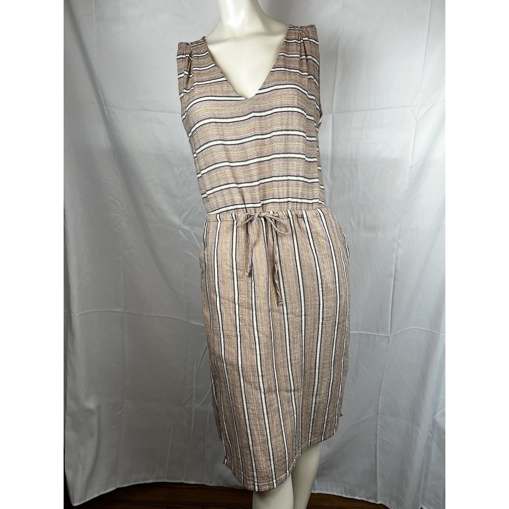 Prana Ecotropics Striped Organic Cotton Sleeveless Dress Small